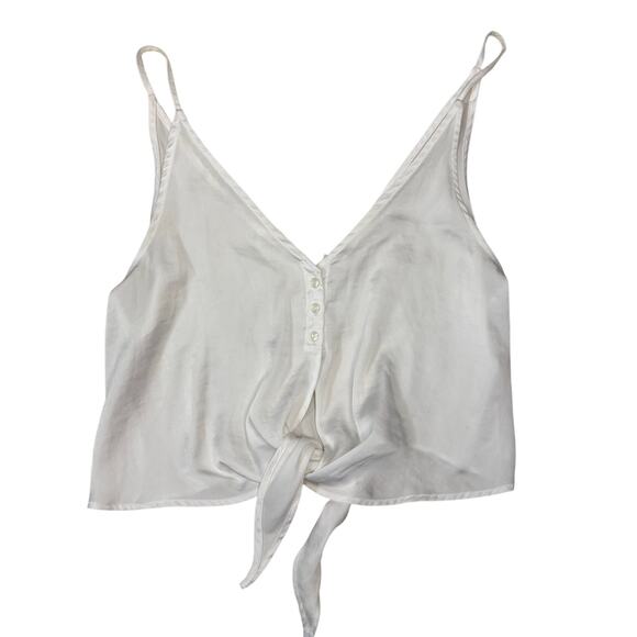 Free People Tops - White Satin Button-Front Tie Tank Top by Free People (Intimately Line) Medium